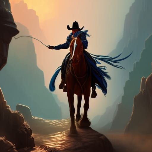 Fantastical Cowboy Wizard Concept Art in Deep Color
