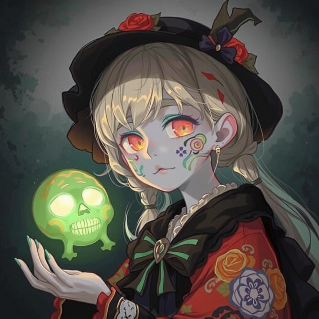 Day of the Dead Woman with Glowing Eyes