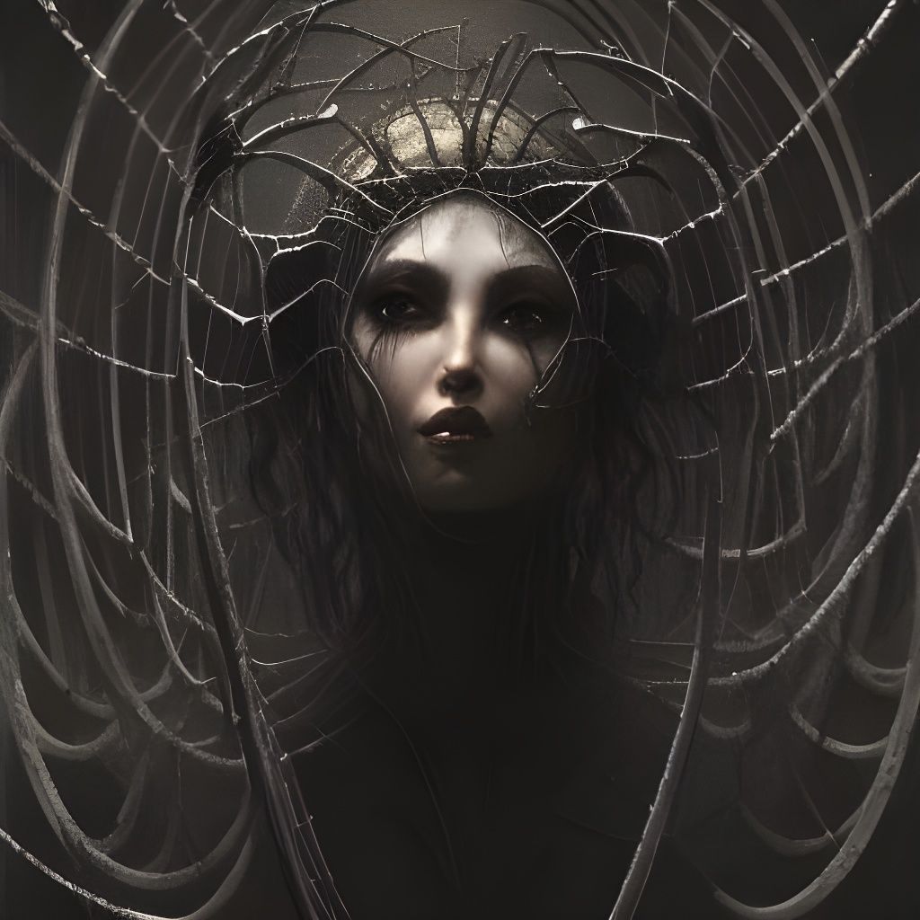 Arachne: Macabre Spider Woman in Dark Surrealism