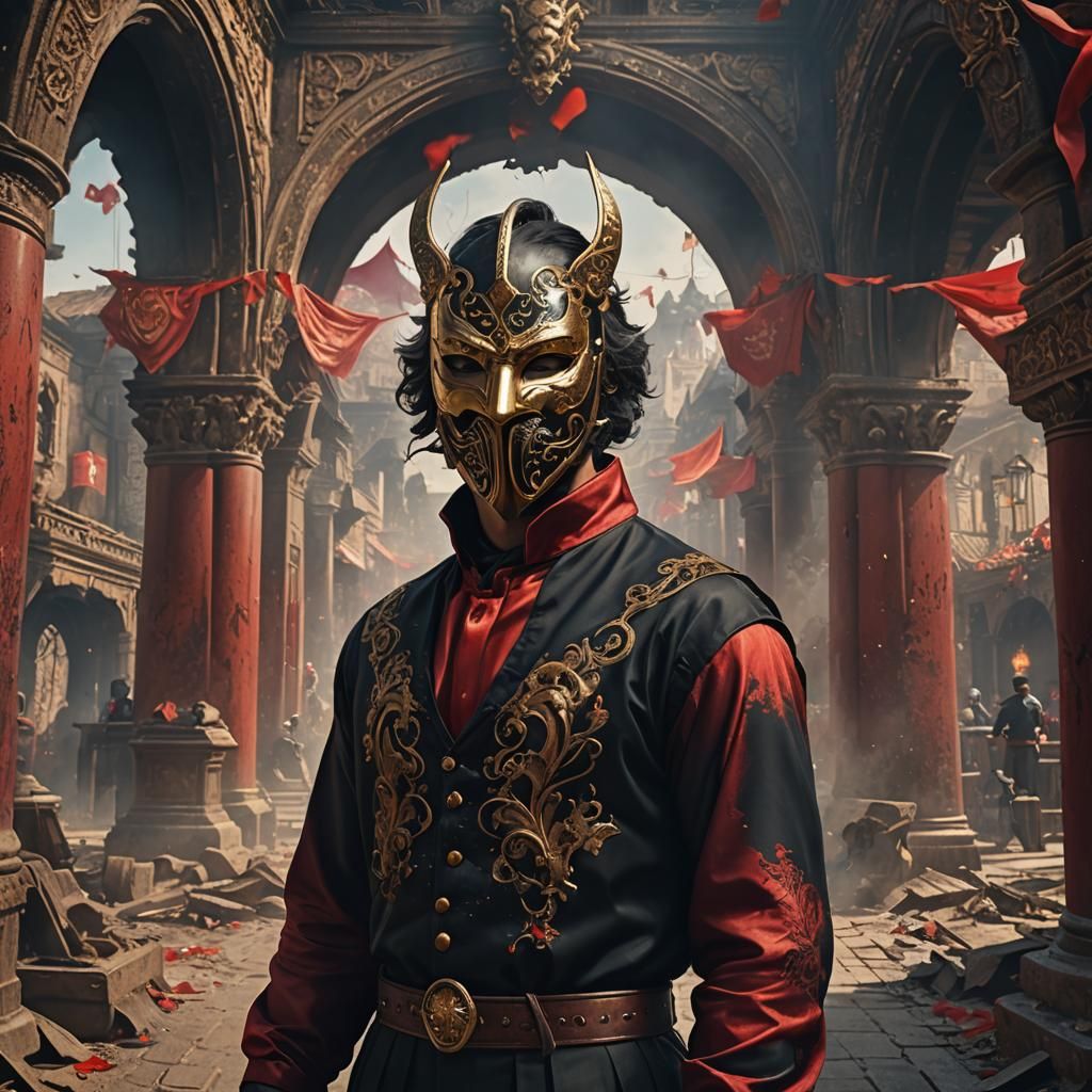 Historic Masked Man in Detailed Matte Painting