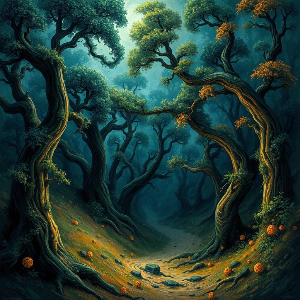 Windy Forest as Impasto Painting