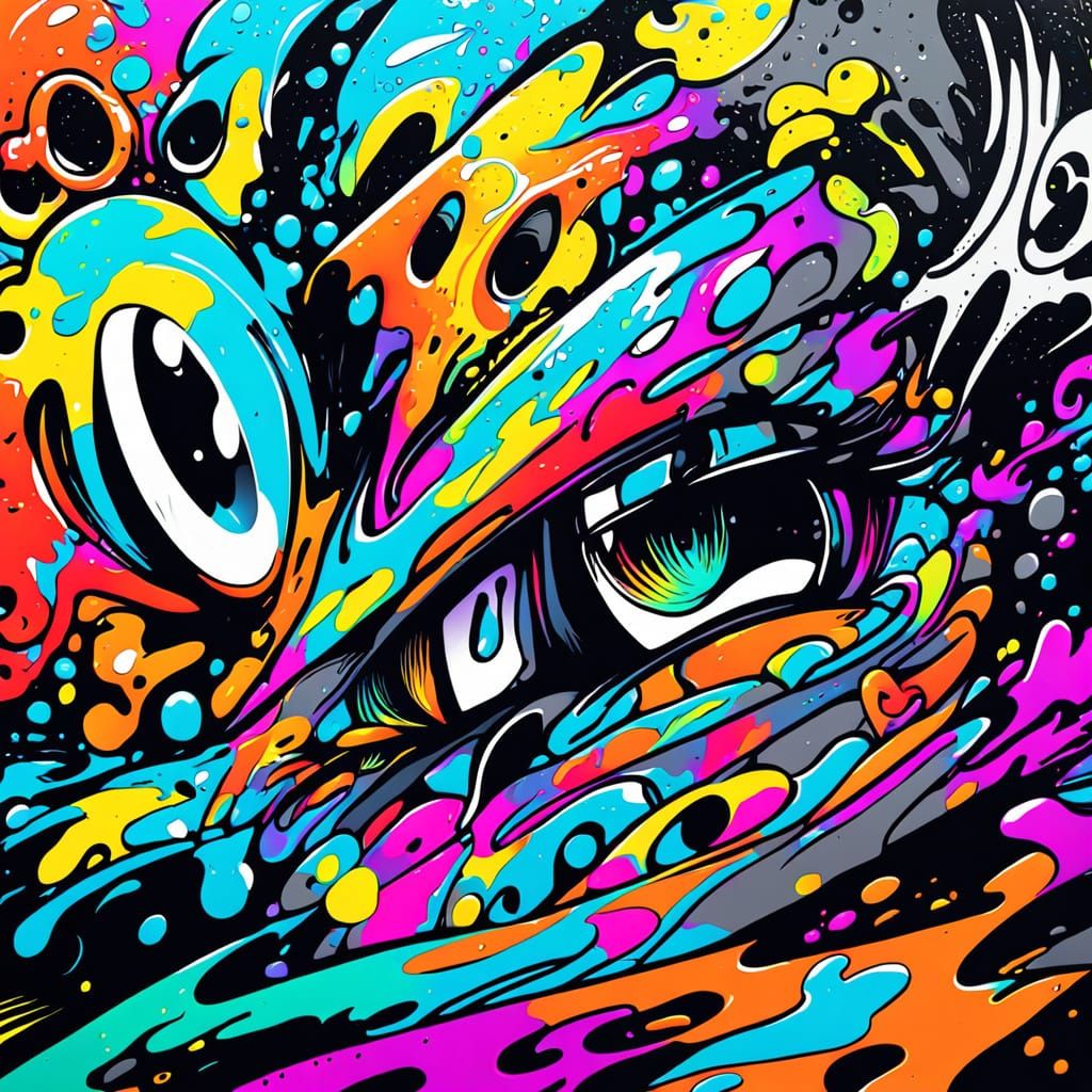 Psychedelic Street Art in Vibrant Splash Style