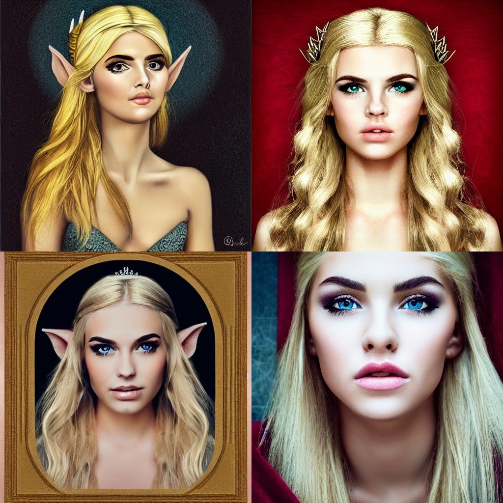 Enchanting Portrait of a Blonde Elf Queen