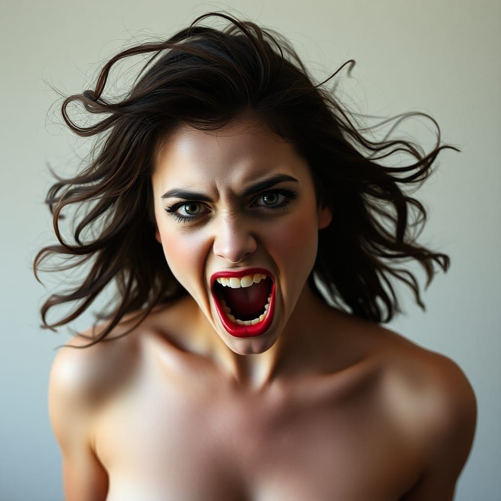 Woman Displaying Rage and Inner Beauty