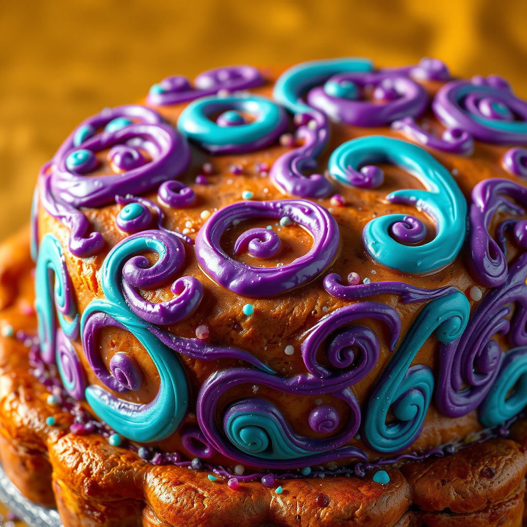 Whimsical Kuchen with Swirling Patterns