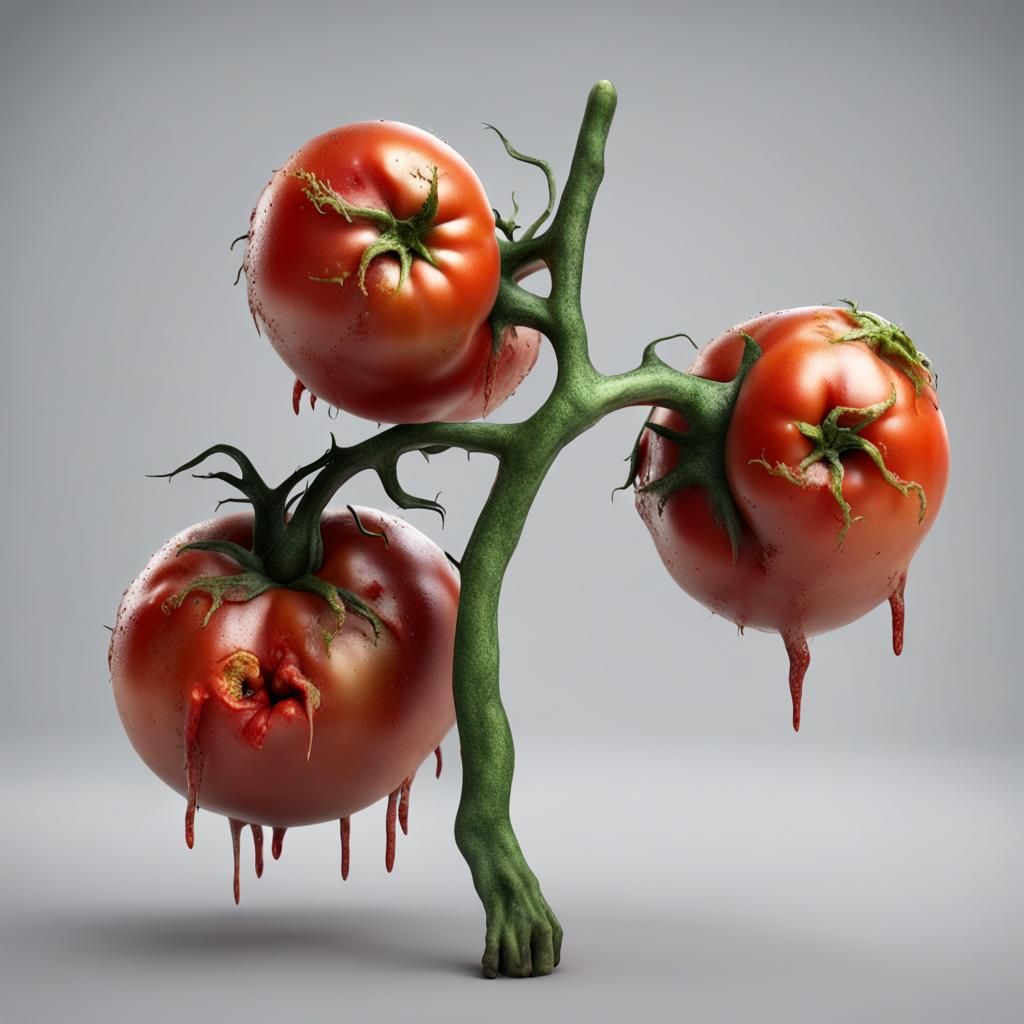Photorealistic Zombie Tomato Personified