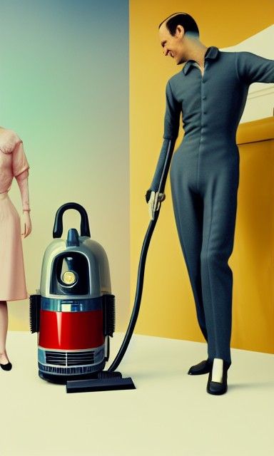 Sixties Vacuum Ad in Retrofuturist Style