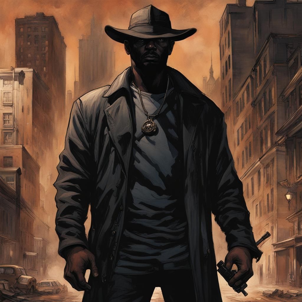 Shadow Vigilante Protecting Chicago in Detailed Digital Art