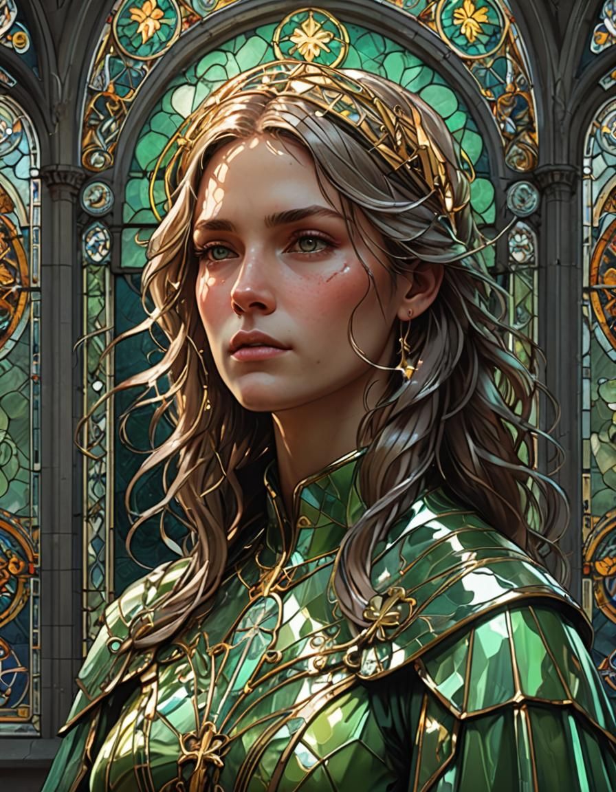 Stained Glass Church Portrait in Detailed Digital Art