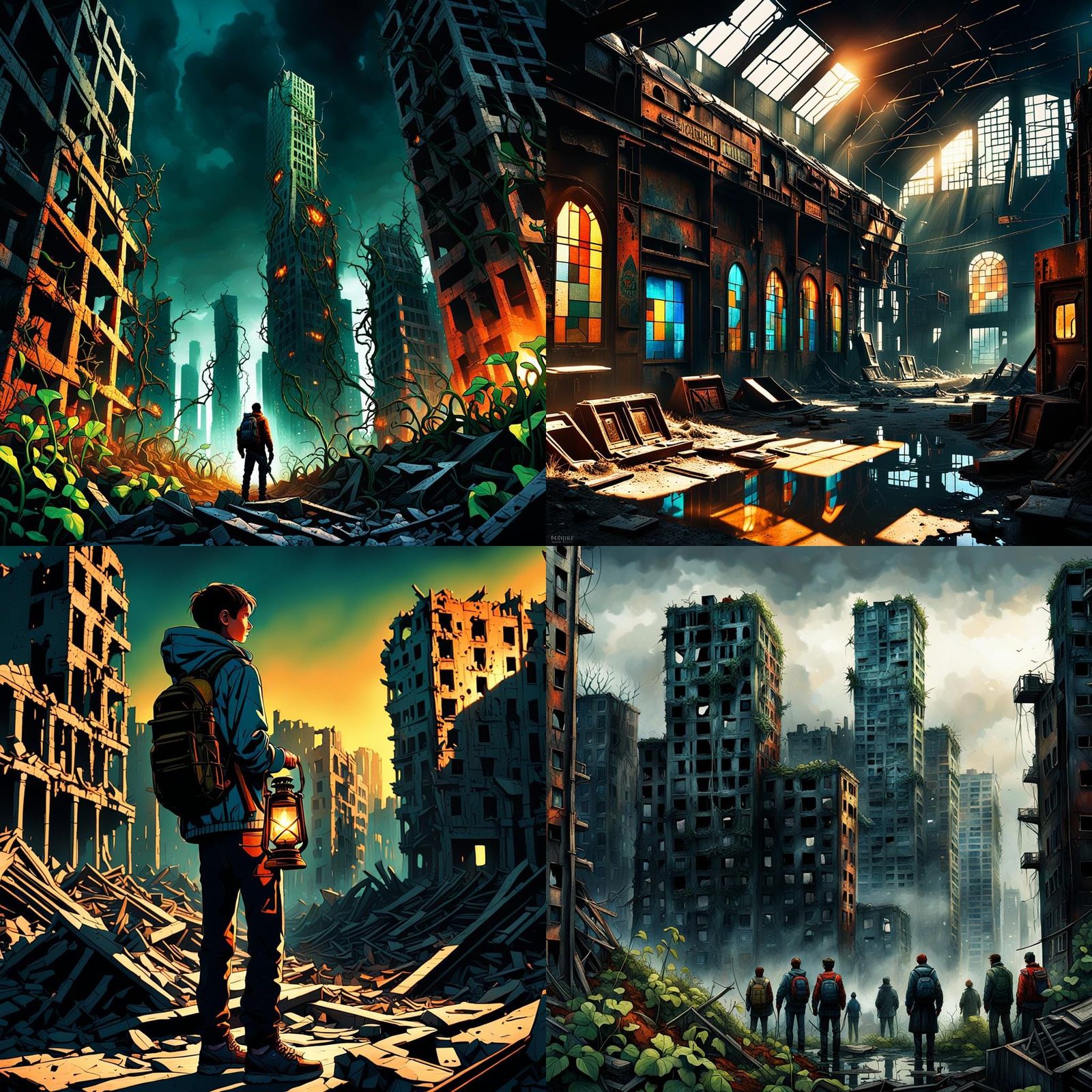Vibrant Post-Apocalyptic World in Graphic Novel Style