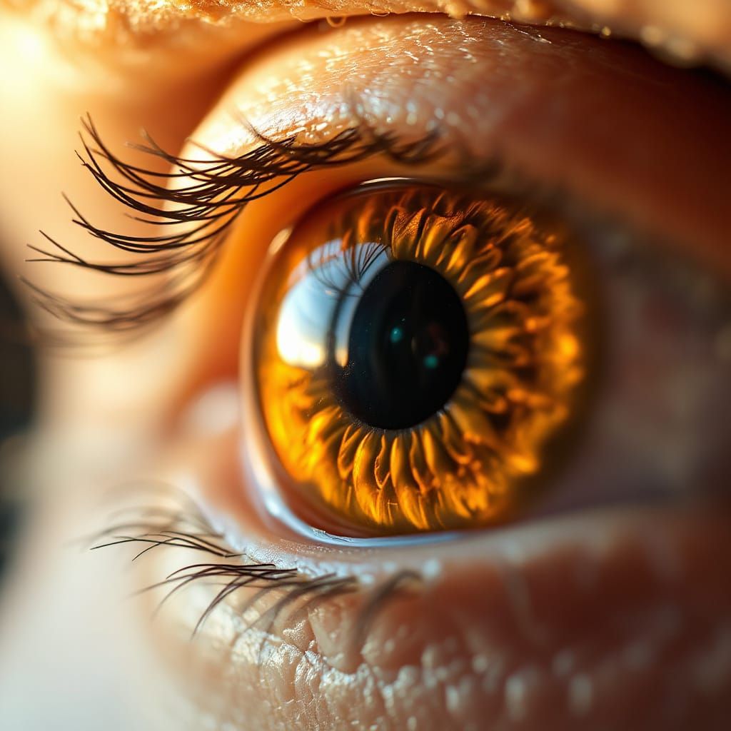 Macro Iris: Hyperdetailed Eye in Golden Light