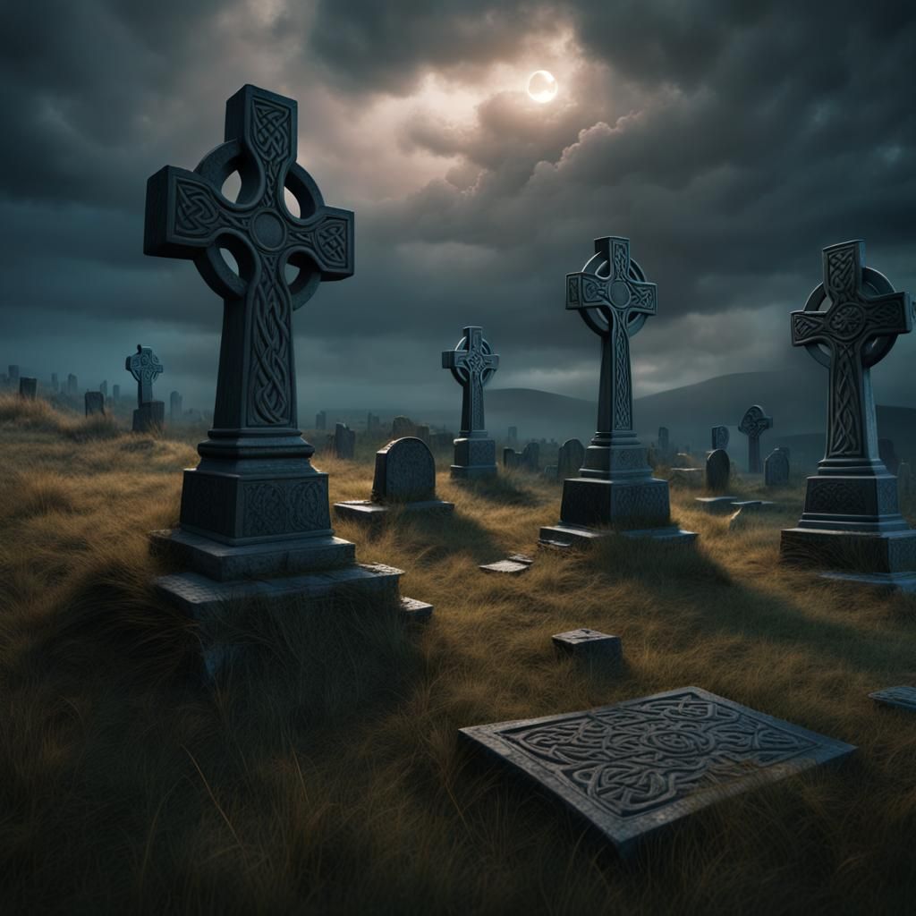 Celtic Crosses in Ancient Burial Ground