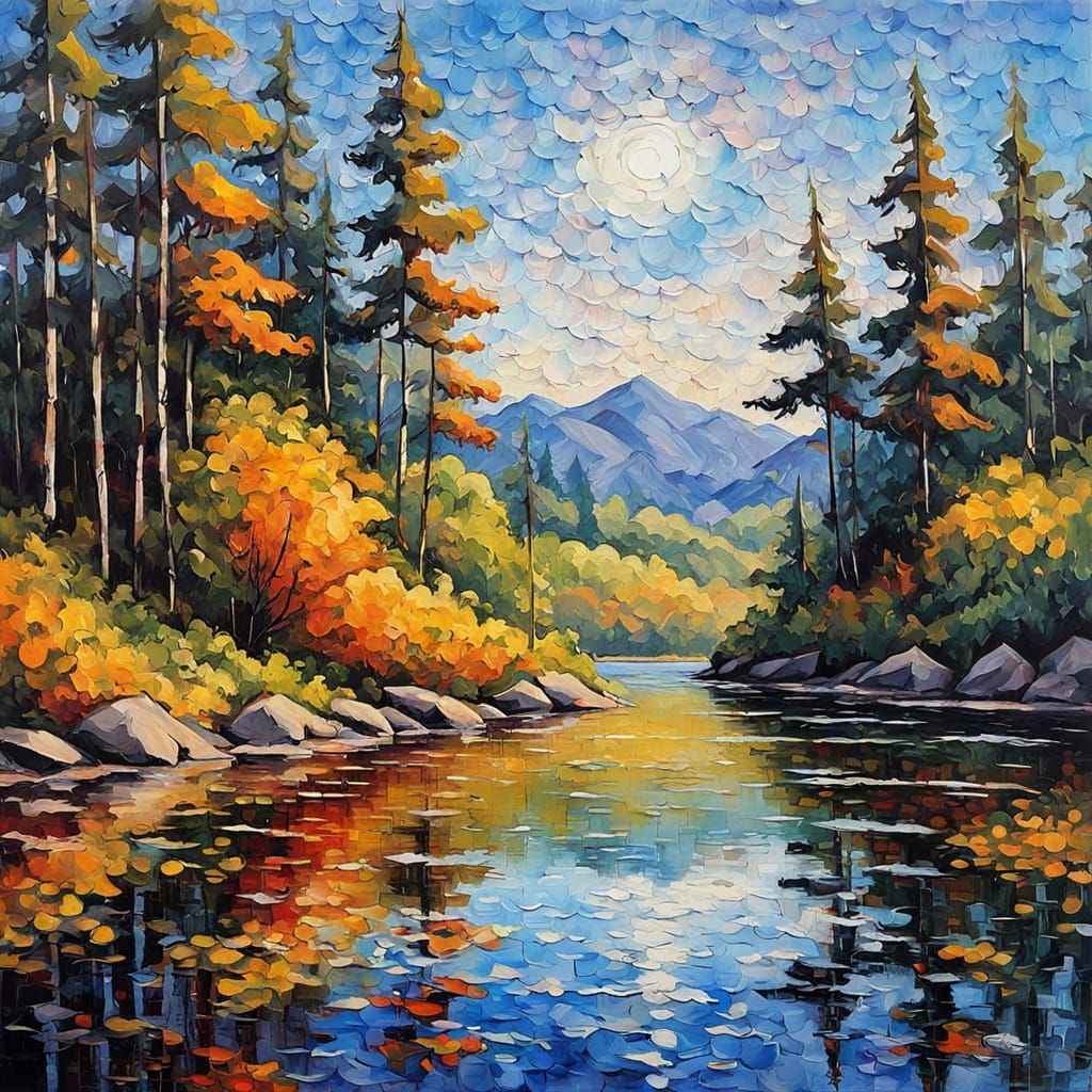 Morning Light Dances Through Tree Shadows on a Serene Lake S...