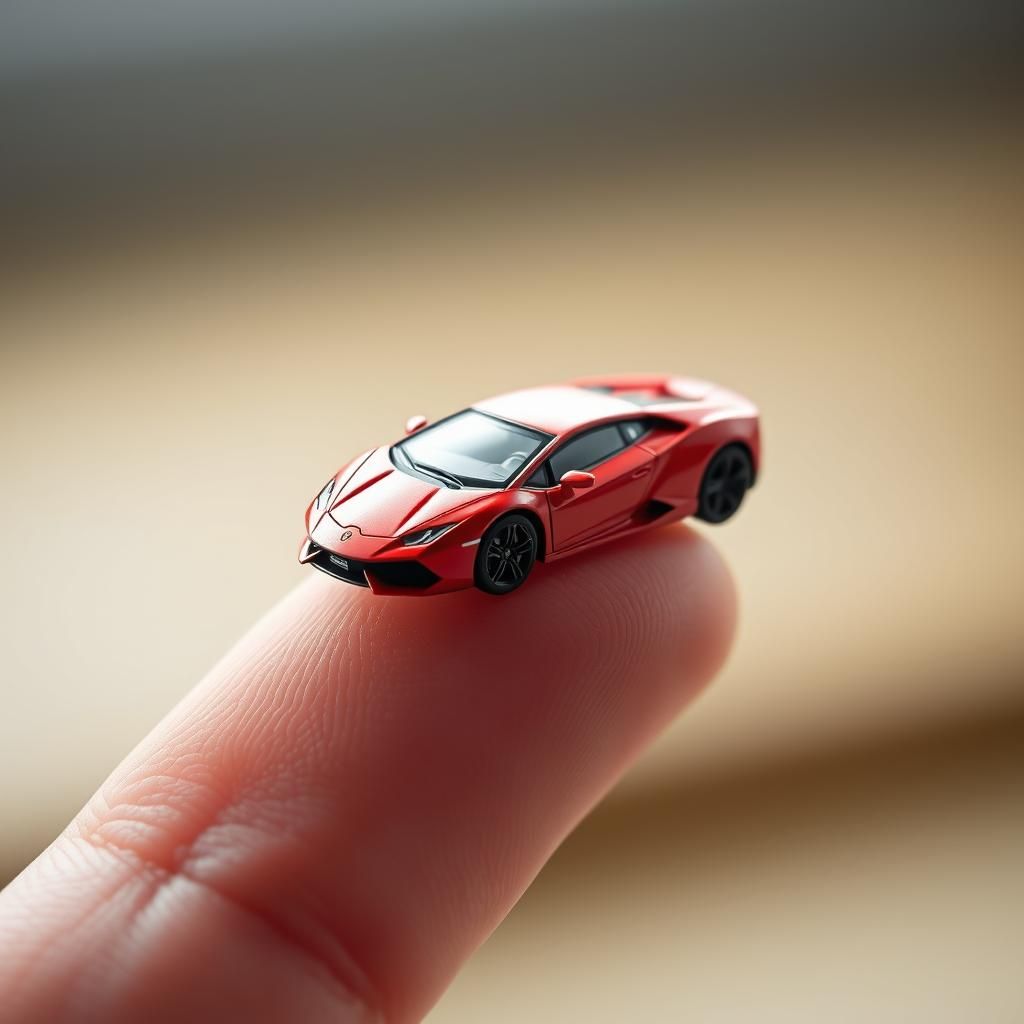 Miniature Lamborghini Supercar on Finger Tip