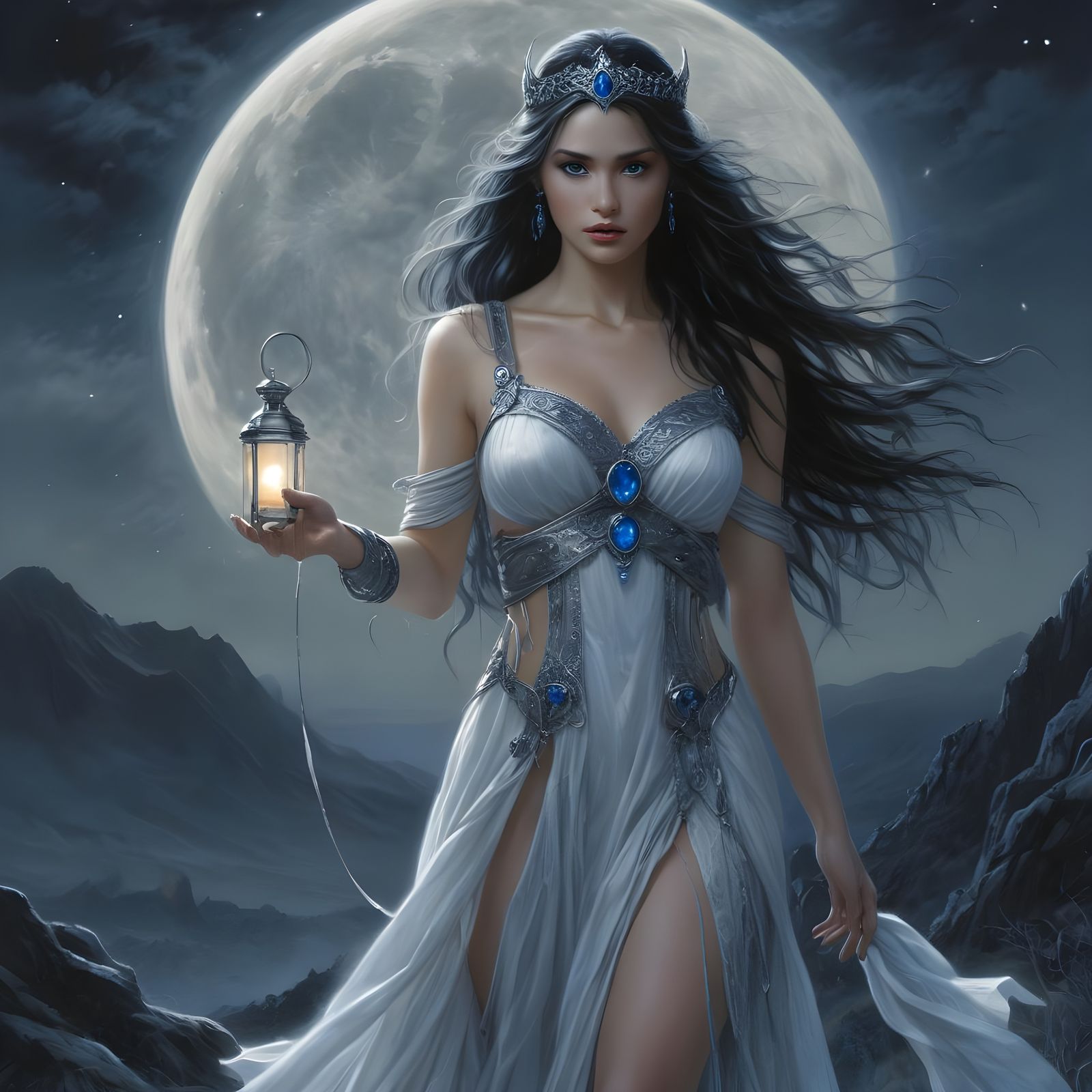 Midnight Goddess of Inquiries in Vibrant Colors