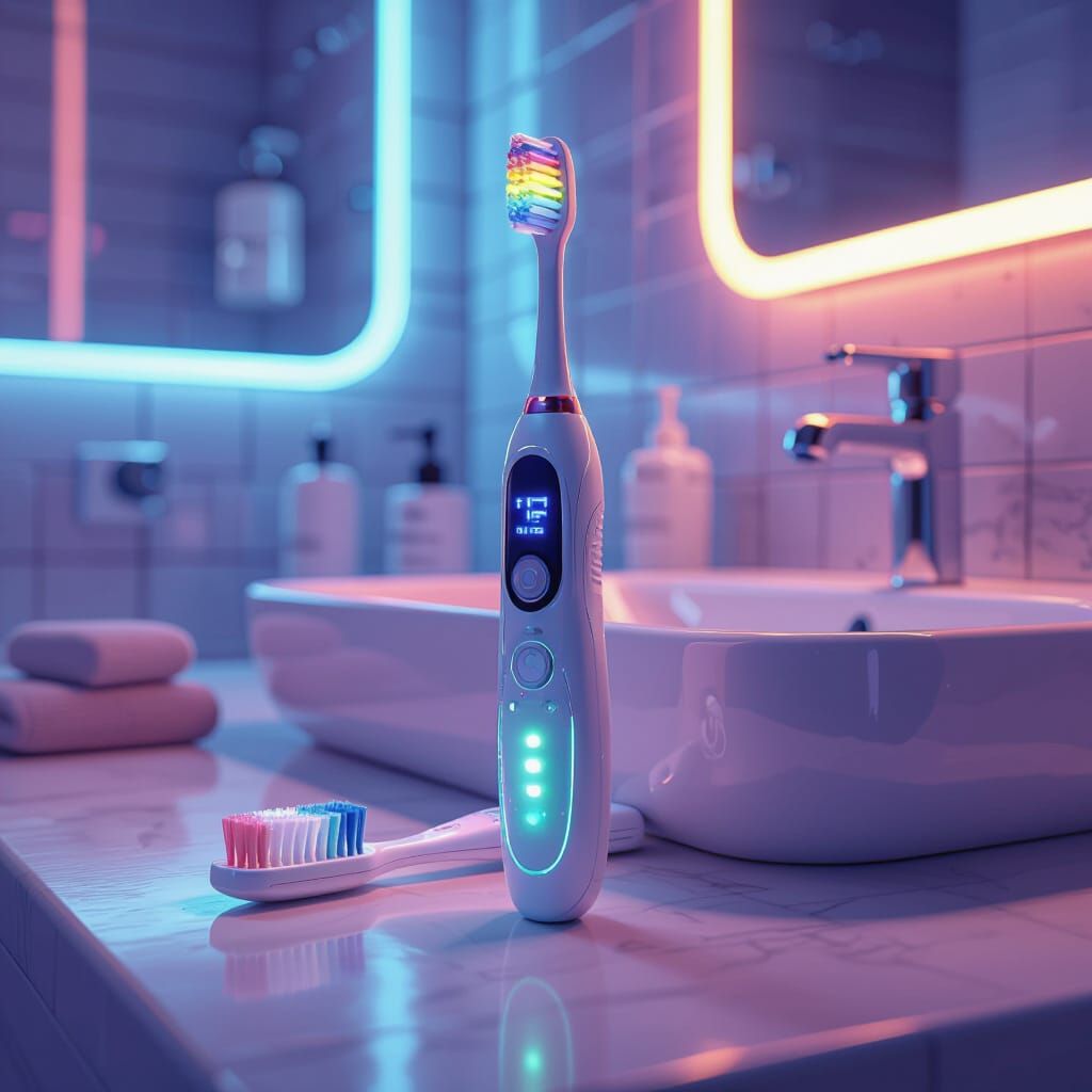 Futuristic Kids Toothbrush in Detailed Matte Painting Style