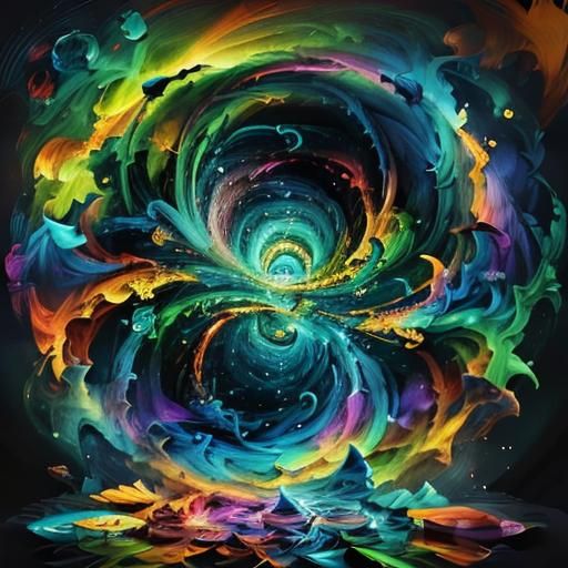 Psychedelic Optical Illusion Portrait in Holographic Digital...