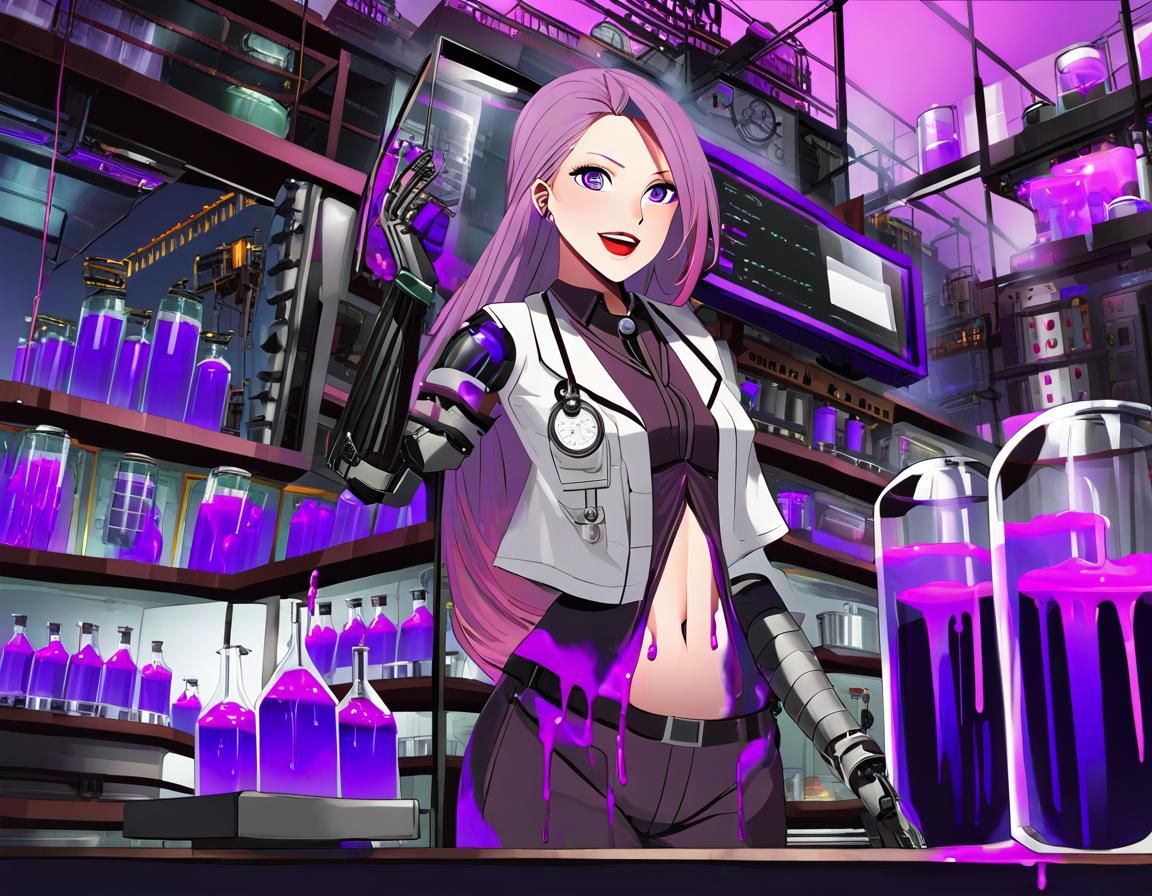 Cyberpunk Mad Scientist with Prosthetic Arm