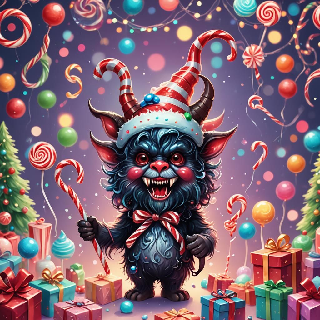 Cute Baby Krampus in Candy Art Style