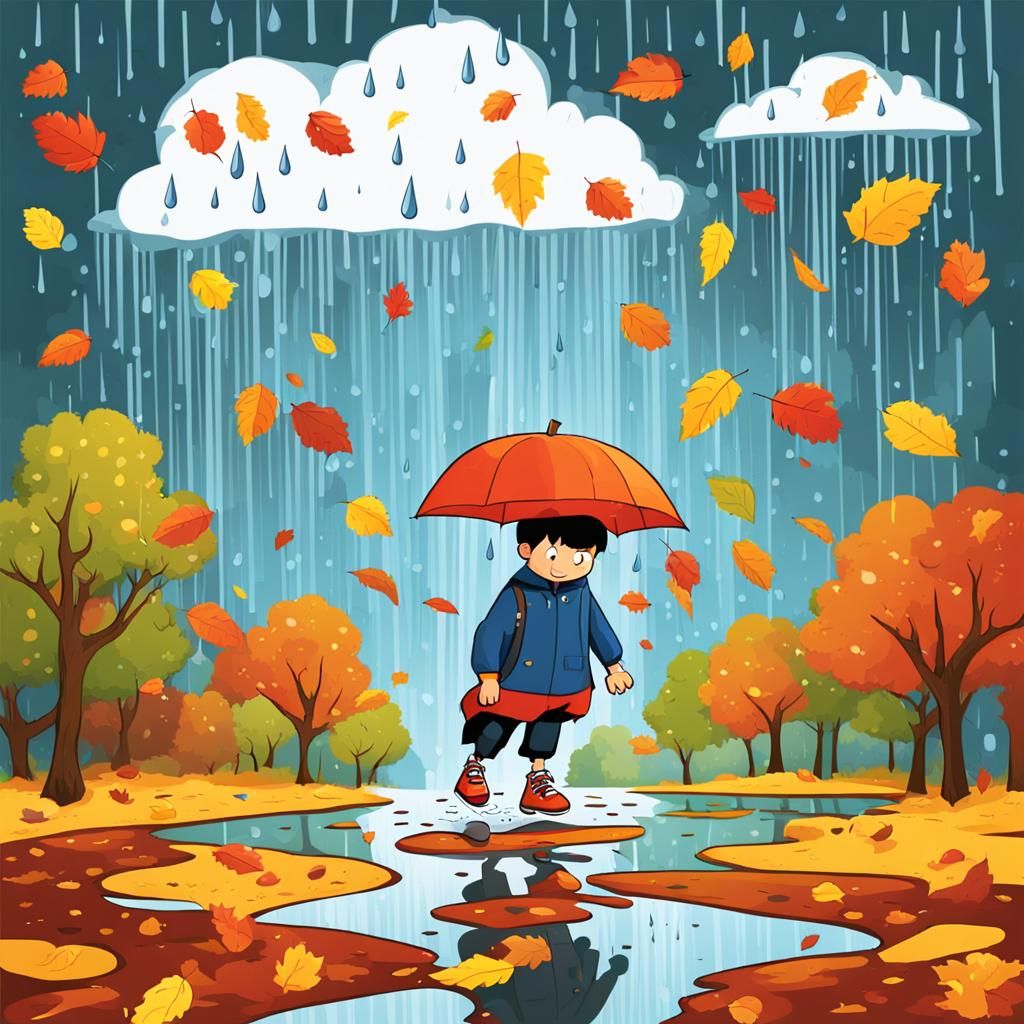 Cartoon Character in the Rain