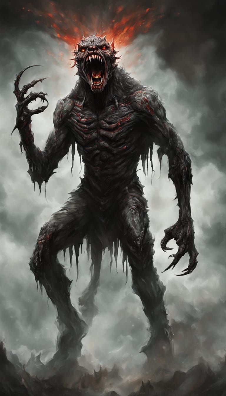 Terrifying Monster Screams in Dark Fantasy Horror Art
