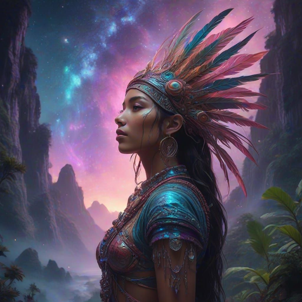 Ethereal Visionary in a Cosmic Landscape