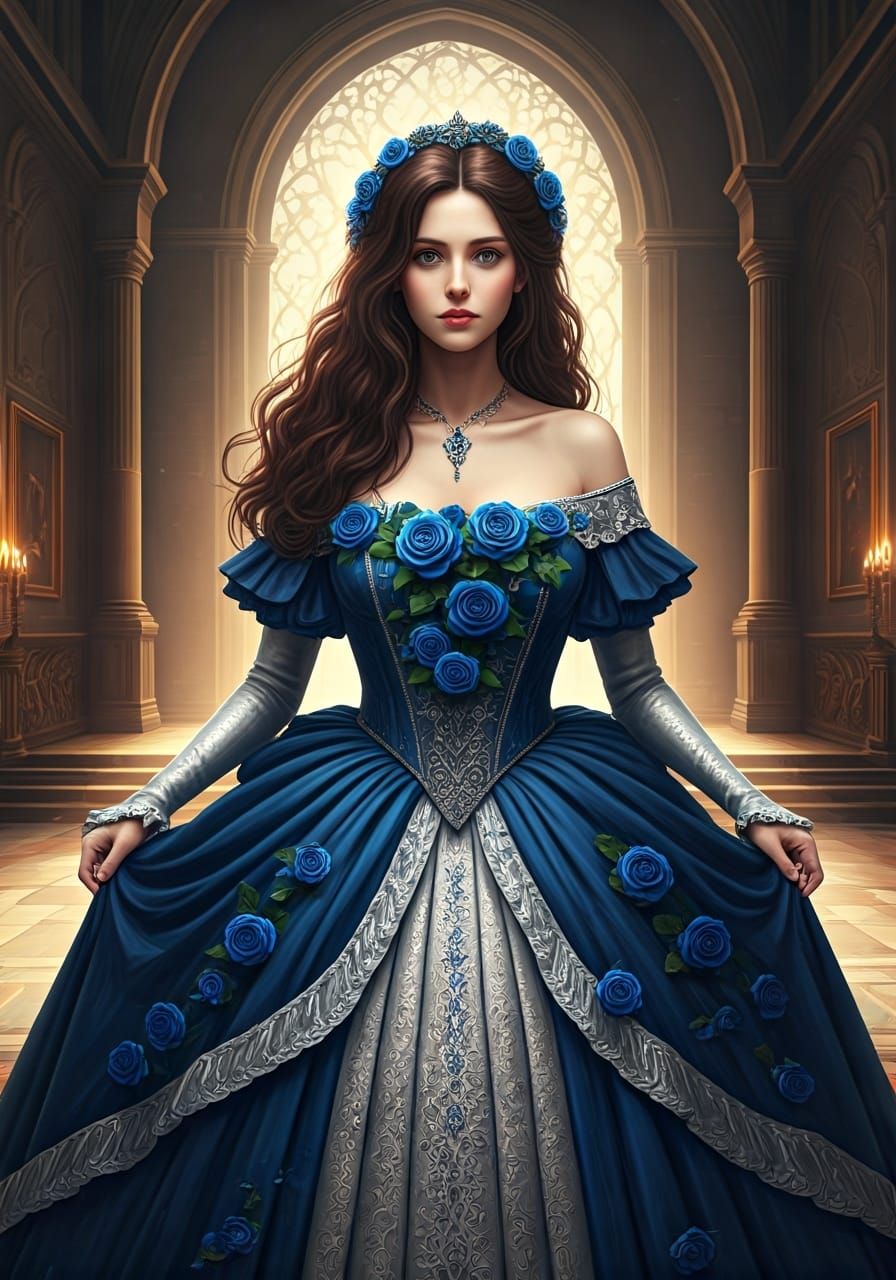 Medieval Woman in Castle: 3D Anime Art