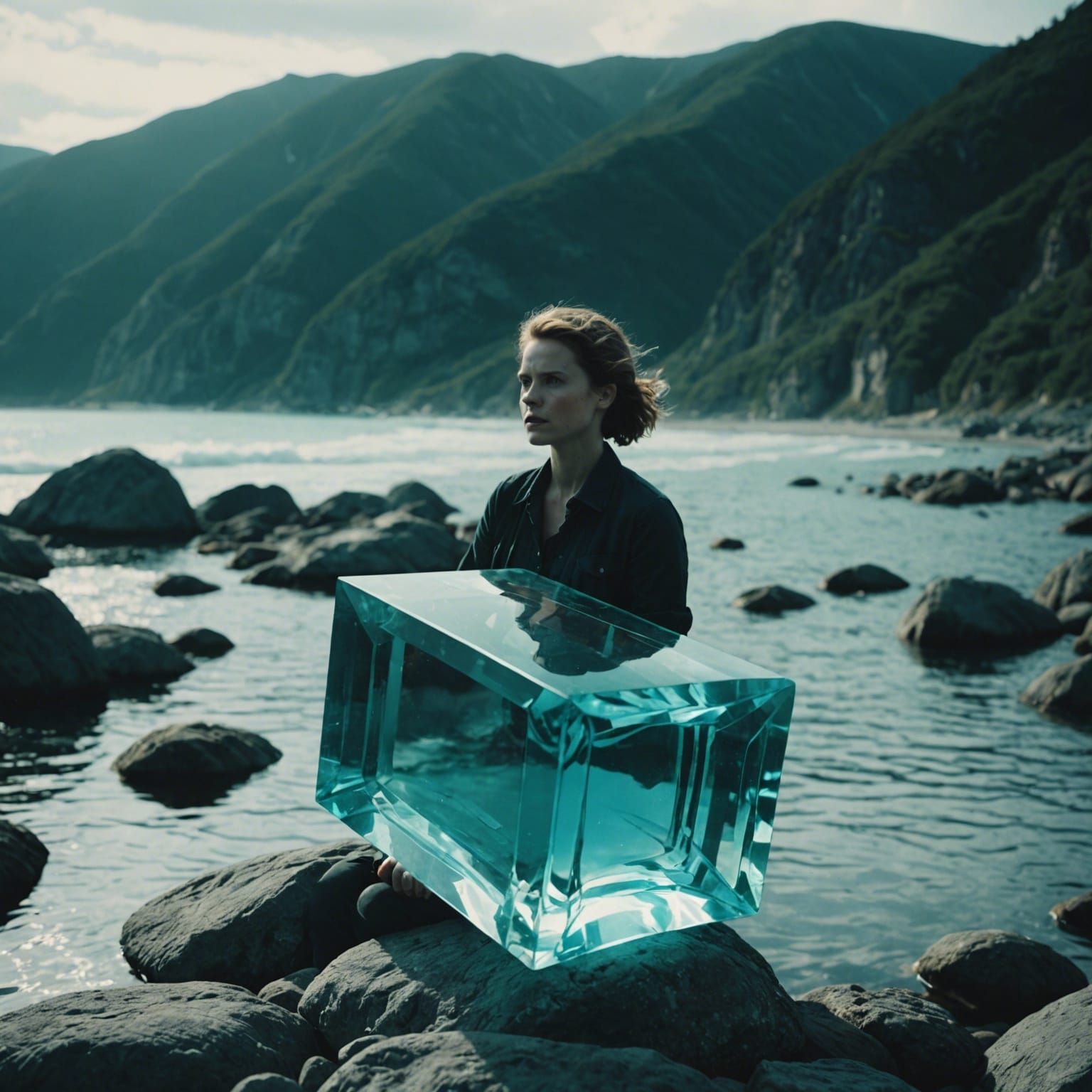 Dramatic Aquamarine Gemstone in Cinematic Style