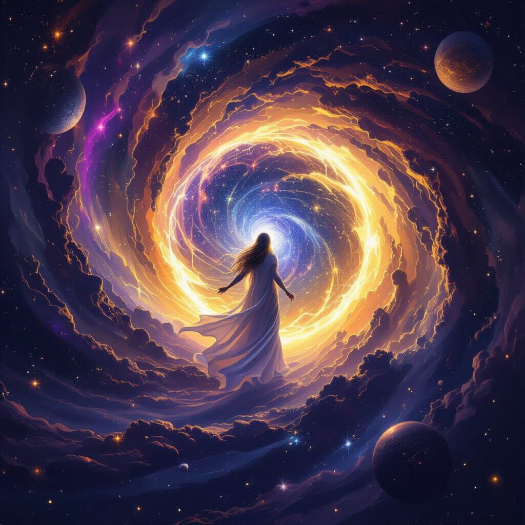 Celestial Being Traversing the Cosmos