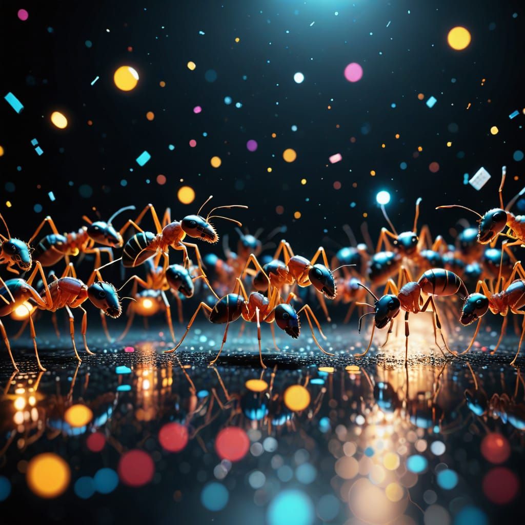Dancing Ants in a Glittering Disco Atmosphere