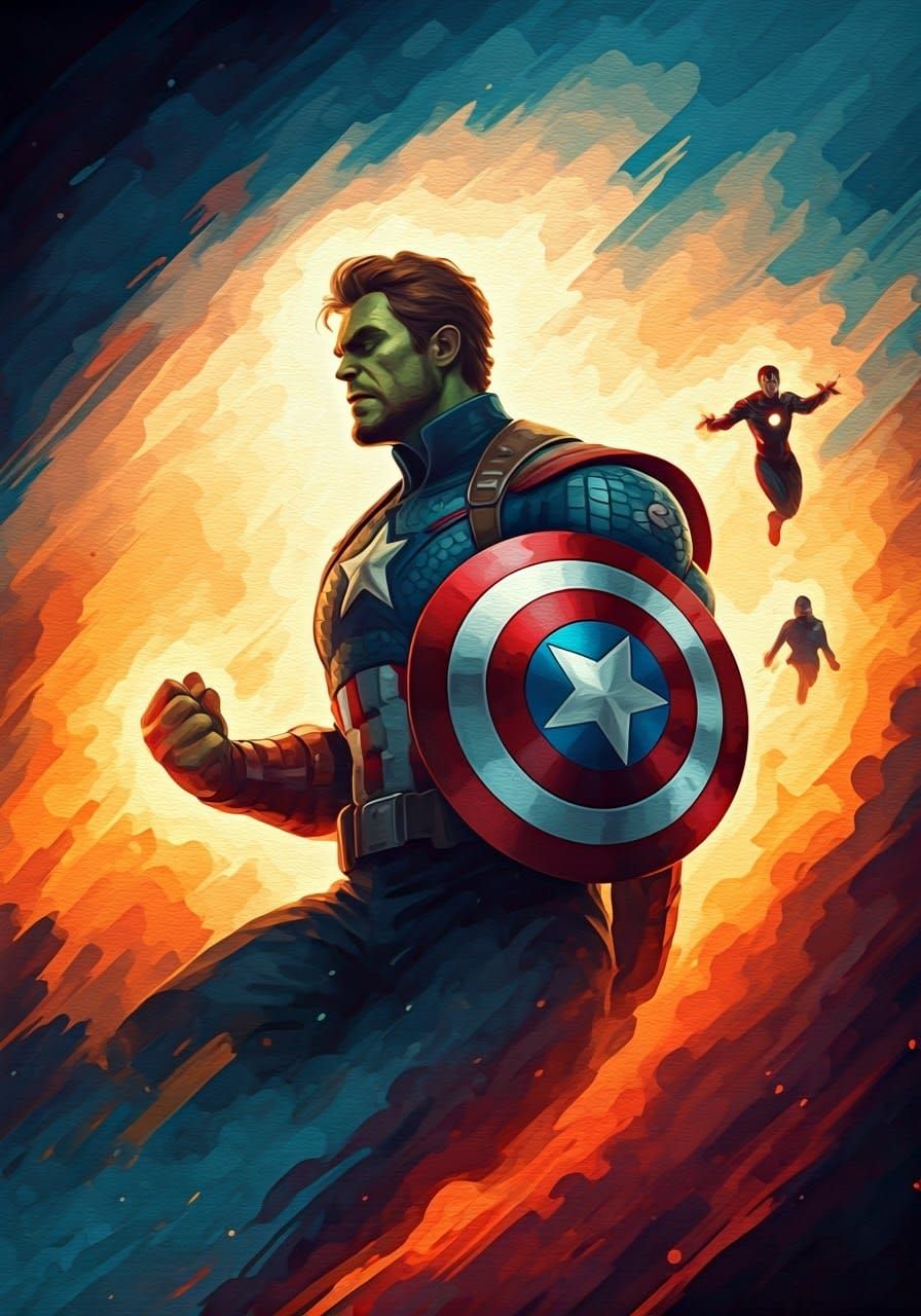 Marvel Superheroes in Watercolor Impressionist Style