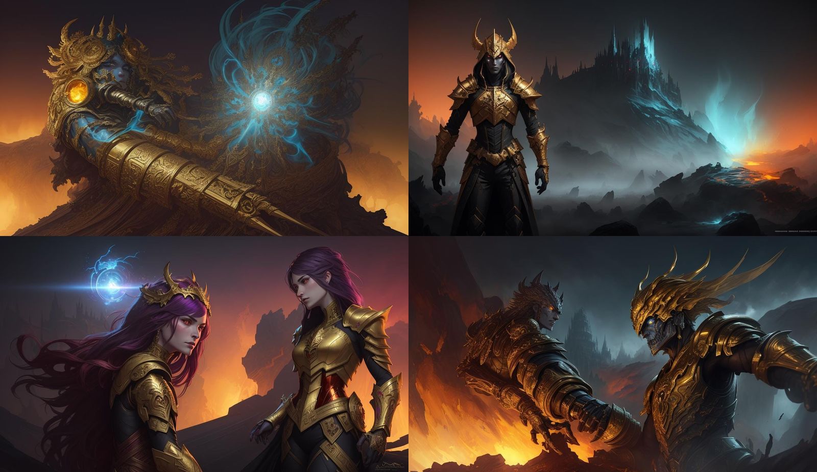 Evil Warrior Princess in Gold Bone Armor, Detailed Portrait