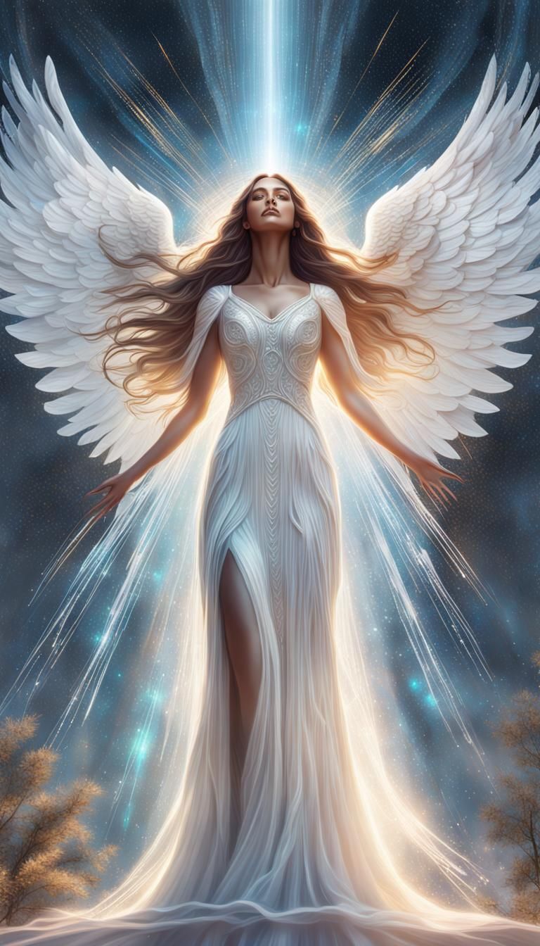 Radiant Angel Reaching to the Sky in 3D Style