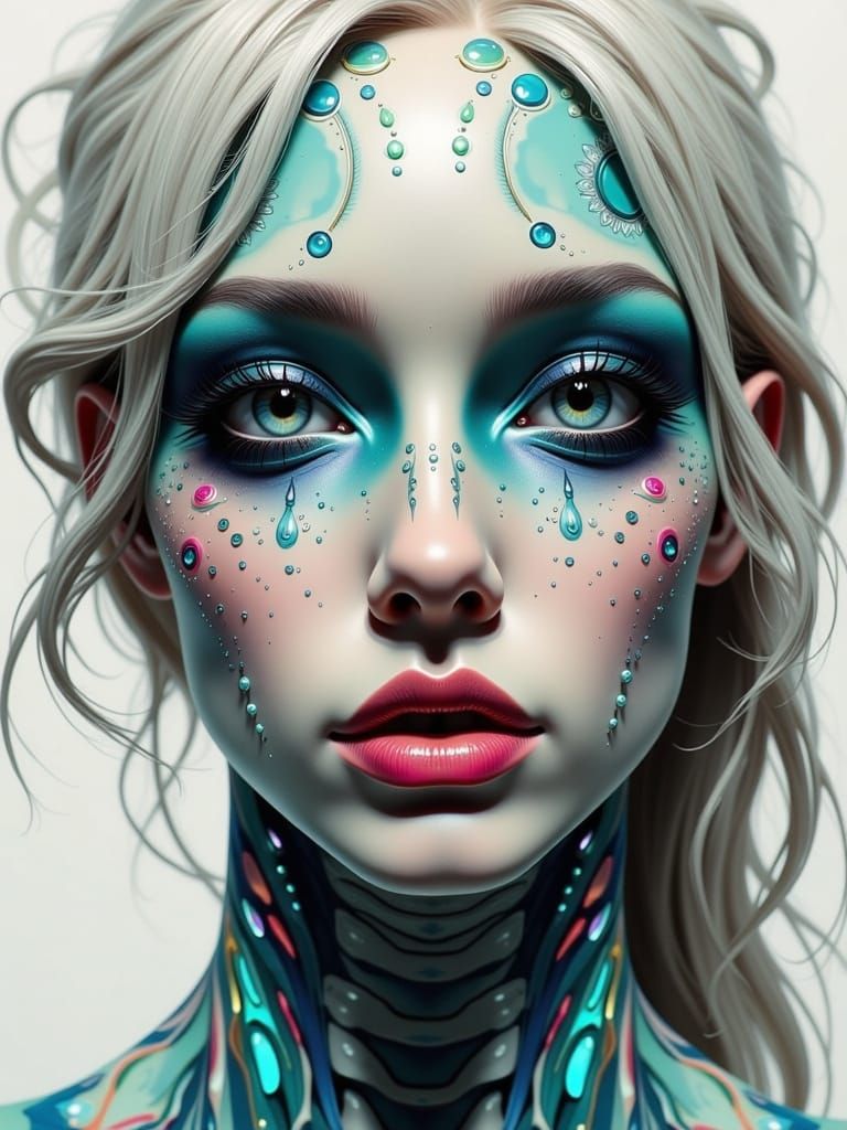 Ethereal Fae in a Dark, Glitched Glass Environment