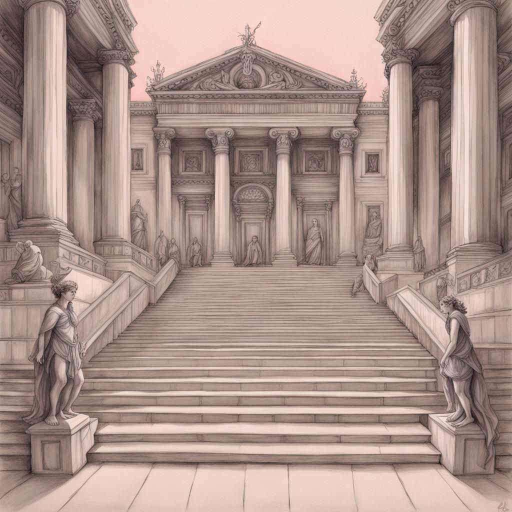 Demon Lord's Opera House: Graphite Renaissance Drawing