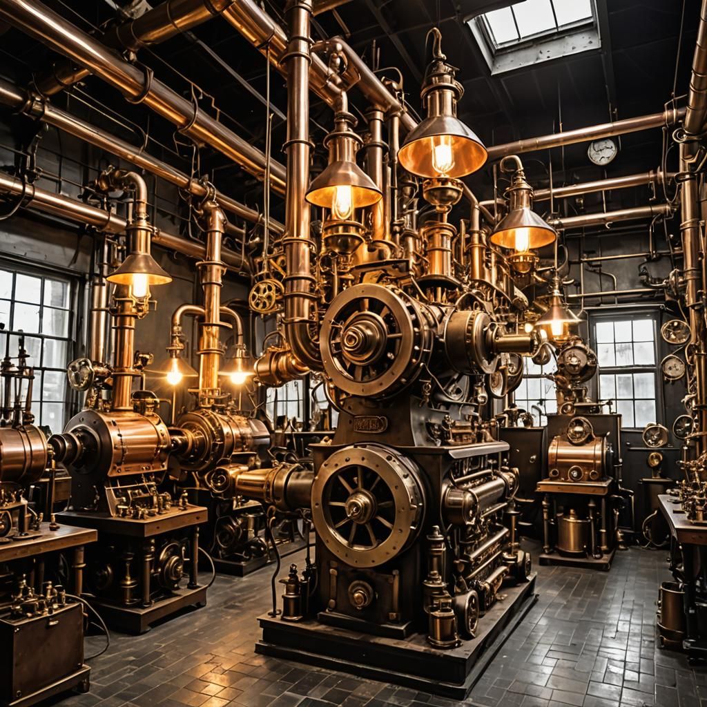 Giant copper and brass machines