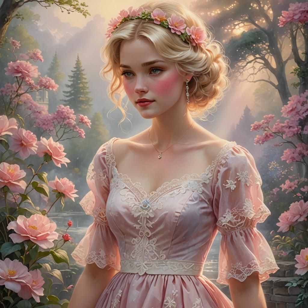 Charming Woman in Watercolor Painting Style