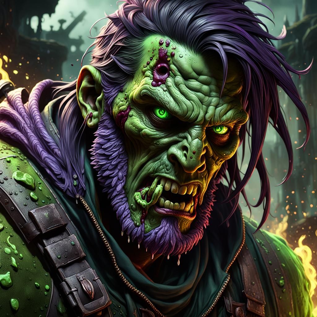Bloodied Mercenaries in Green Slime: Dark Fantasy Art