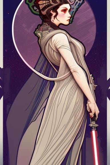 Jedi Queen: Detailed Digital Illustration in Sci-Fi Style