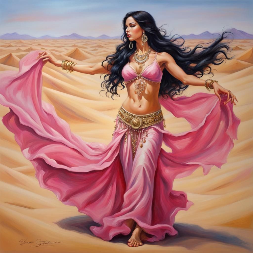 Hyperreal Oil Painting of a Belly Dancer