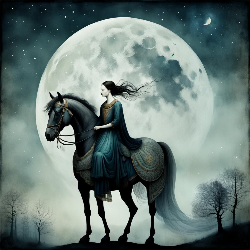 Pegasus on Mount Olympus in Ink and Brush Style