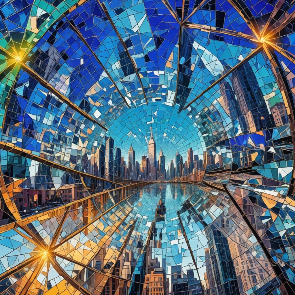 Kaleidoscope Cyberpunk City in Shattered Mirror
