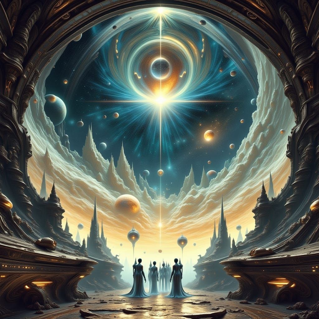 Interstellar Meeting in Japanese Ink Wash Style