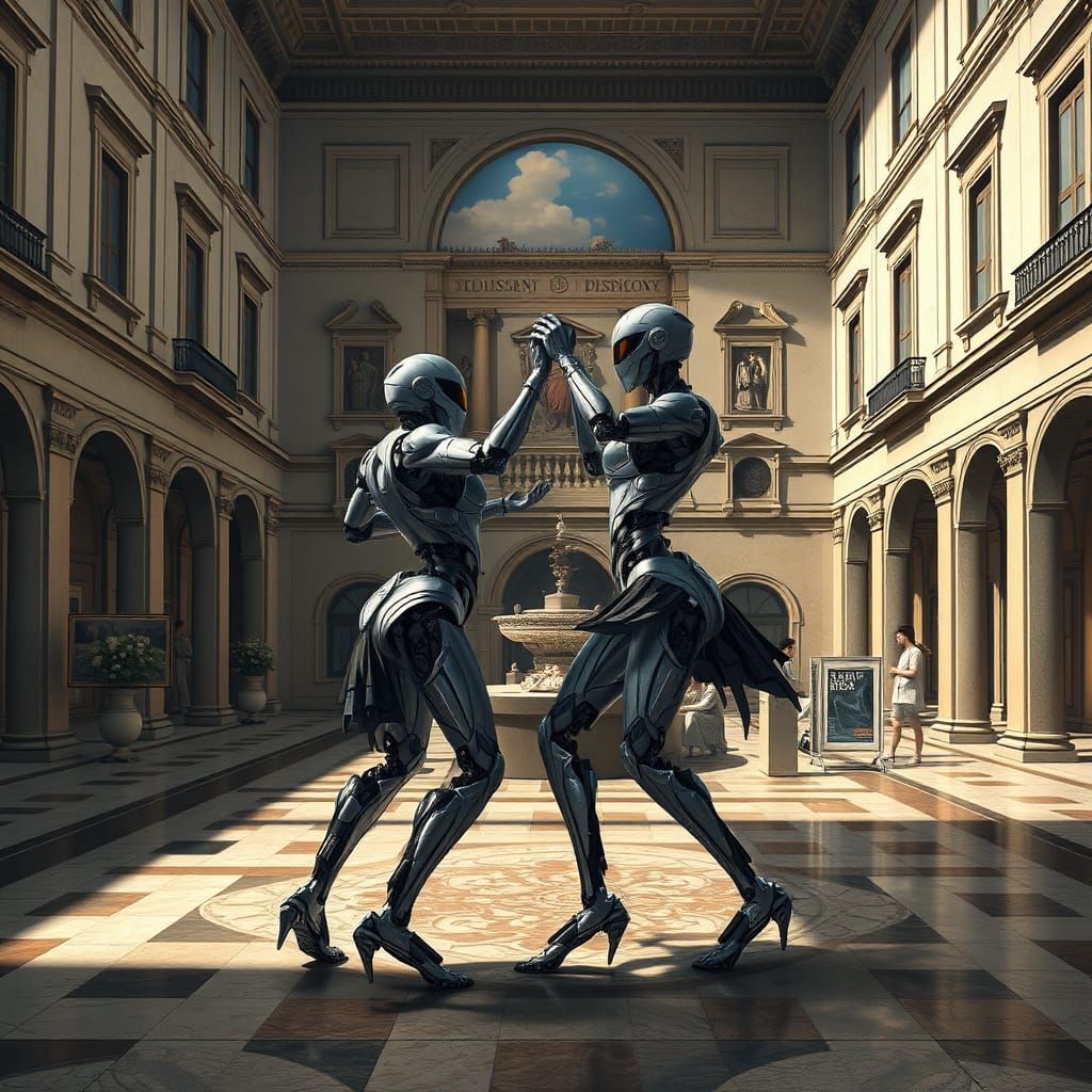 Cyborgs Dance in Italian Renaissance Piazza