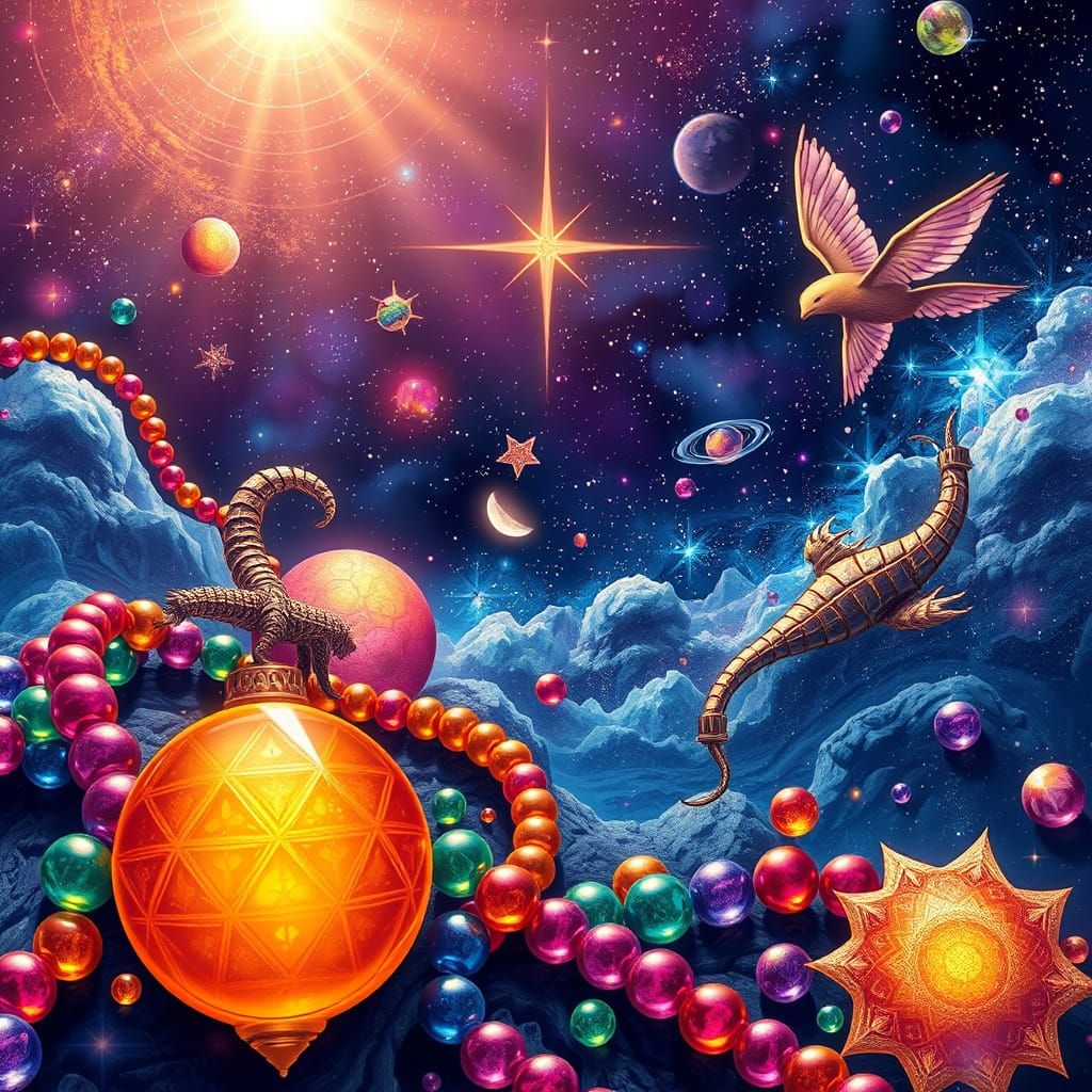 Beaded Celestial Creatures in Visionary Art Style