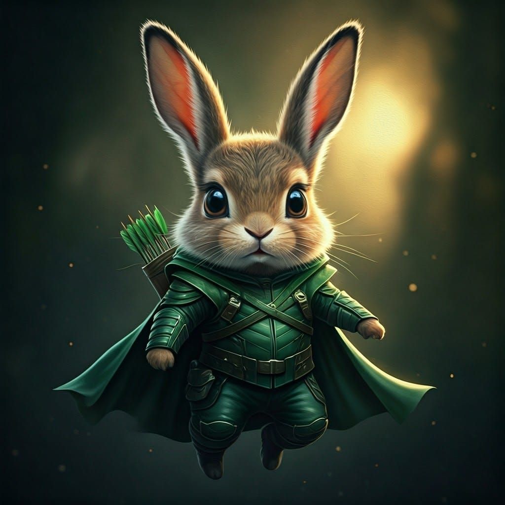 Chibi Green Arrow Hare in Golden Glow