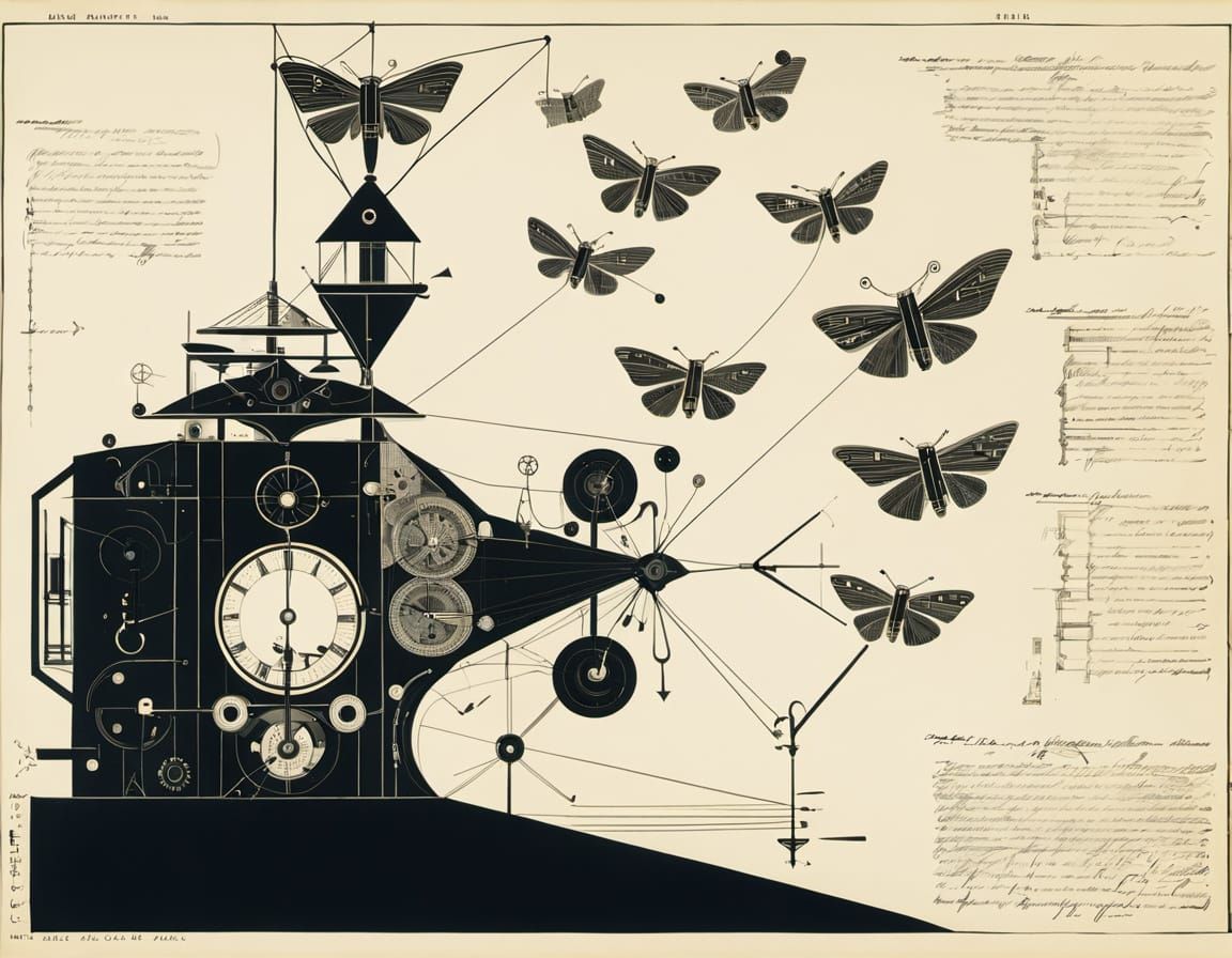 Clockwork Moth Machine: Retrofuturist Diagram