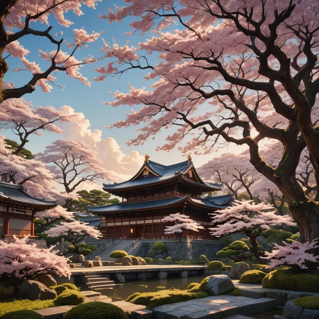 Majestic Japanese Palace in Anime Style