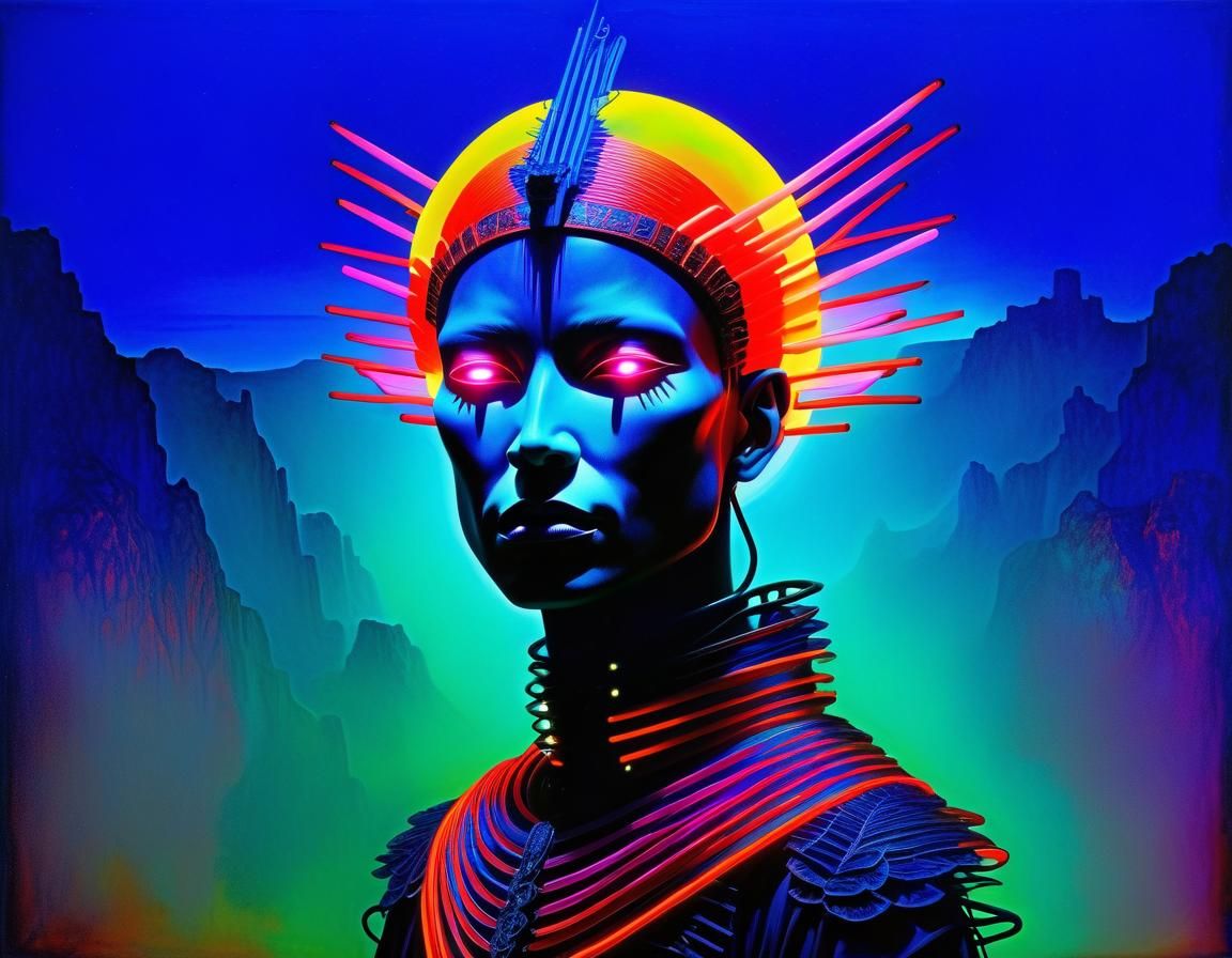 Neon Character in Dark Fantasy Style