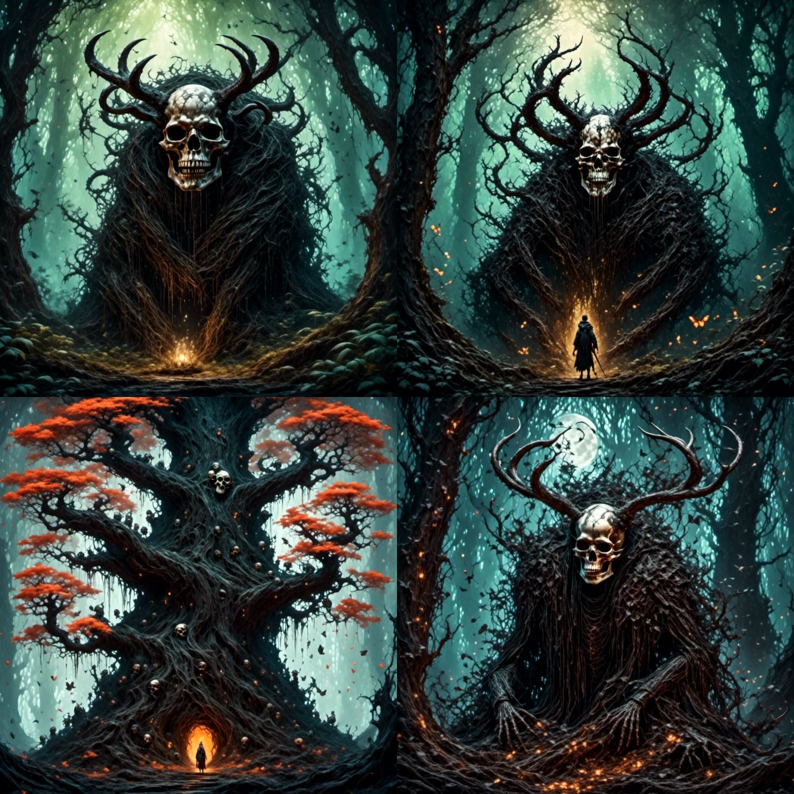 Moth Creature in Haunted Forest, Fantasy Illustration